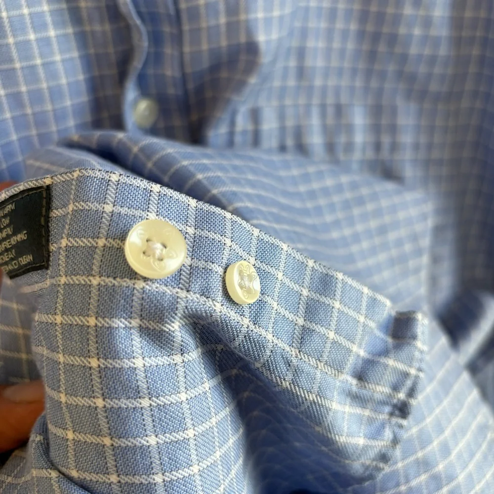 Turtleson Blue Plaid Cotton Button Down Long Sleeve Shirt Mens XL GlenOaks CC - Picture 7 of 9